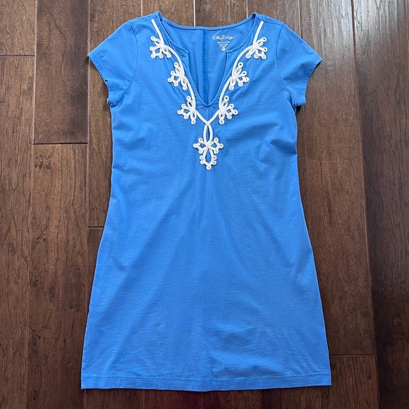 Lilly Pulitzer Blue Short Sleeve Women Mini Dress with White Embroidery M - Picture 6 of 11